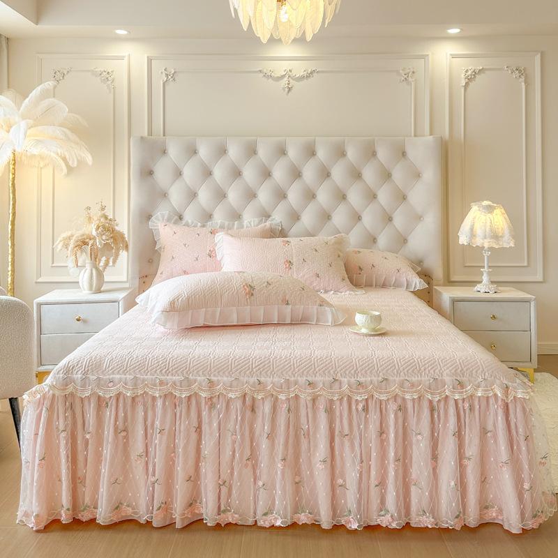 2026 New Pure Color Clip Cotton Bed Dress Single Piece Scarf Single Bed Cover Four Seasons Universal Bed Cover Skirt Side Bed Apron