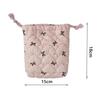 Quilted Cotton Camera Storage Bag Anti-fall Anti-scratch Drawstring Wallet Shockproof Bow Sanitary Napkin Storage Bag for Travel