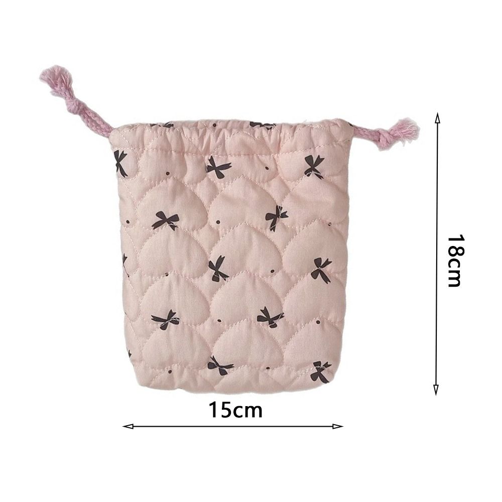 Anti-fall Drawstring Wallet Quilted Cotton Sanitary Napkin Storage Bag for Travel