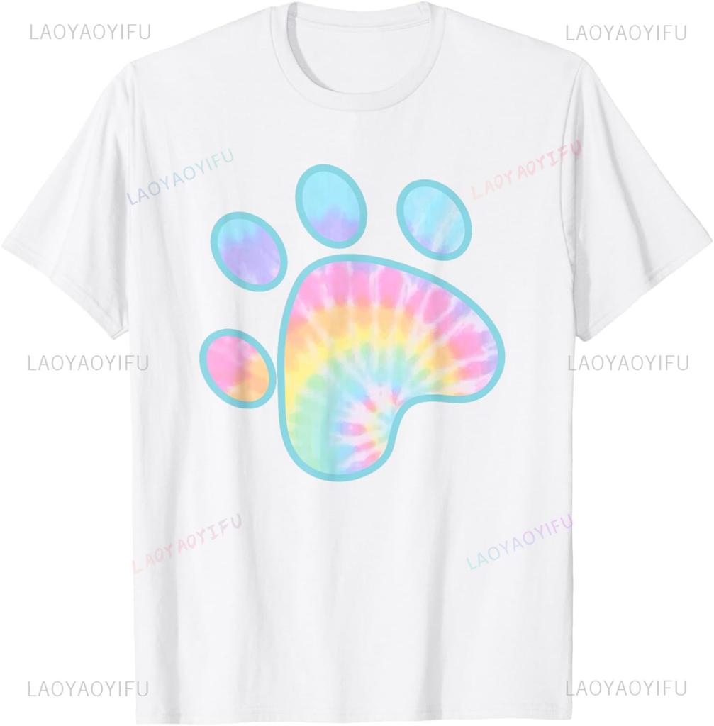 Dog Paw Print TShirt Fun Dog Pet Print Top  Cotton Men Clothing  Graphic T Shirts Camisetas Streetwear Vintage T Shirt