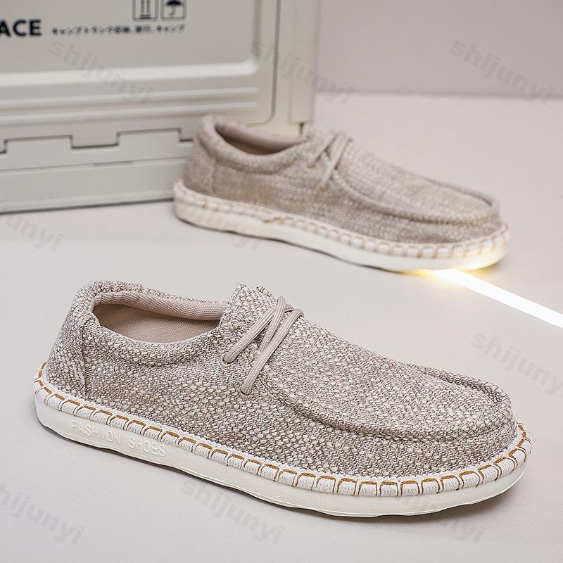 Summer Men Canvas Loafers Comfortable Walking Flats Man Non Slip Soft Moccasins Sneakers  Breathable Lightweight Casual Shoes