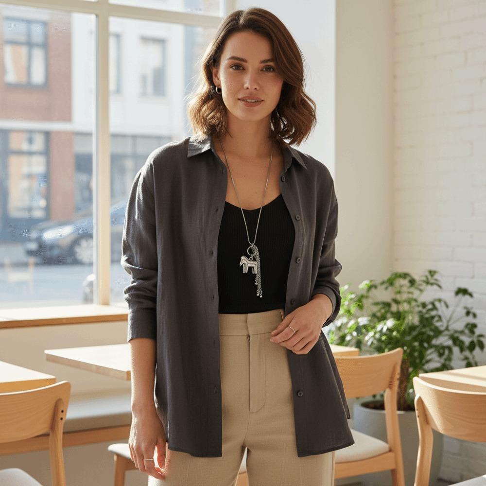 Zinc Zinc Alloy Pony Pendant Choker Smooth Surface Snake Chain Necklace Artistic Tassel Pendant Chain  Gift