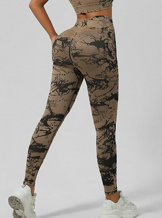 Seamless Tie-Dye Yoga Set: Beautiful Back Sports Bra & High-Waist Peach-Lifting Leggings for Women