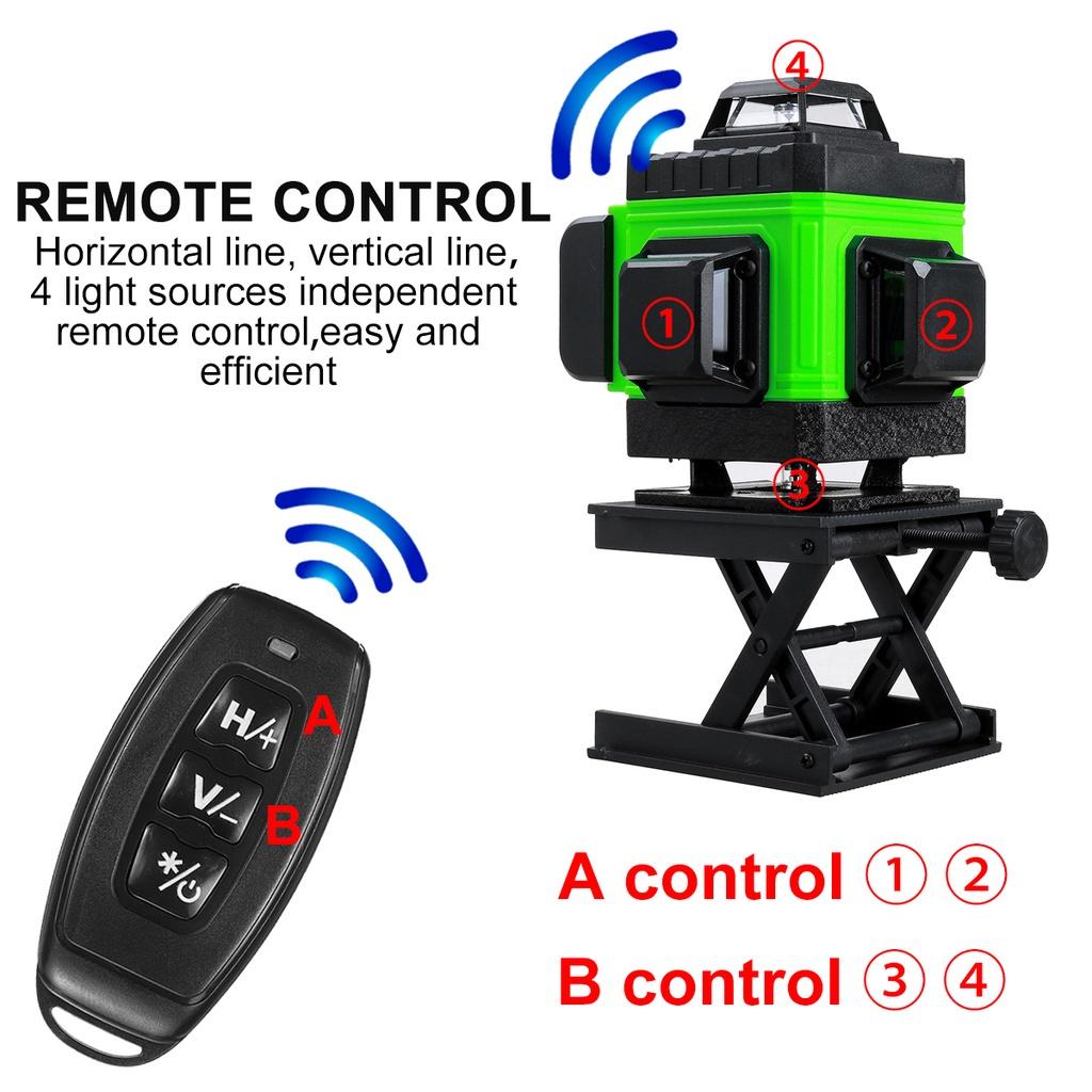 3D/4D 16 Line Laser Level Green Light Self-Leveling 360° Rotary Cross Auto Measurement Tool Remote Home Line New