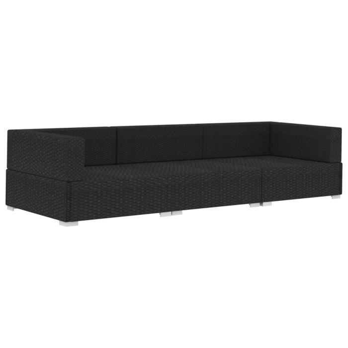 VidaXL Garden Sofas 3 Pcs with Cushions Wicker Resin Black