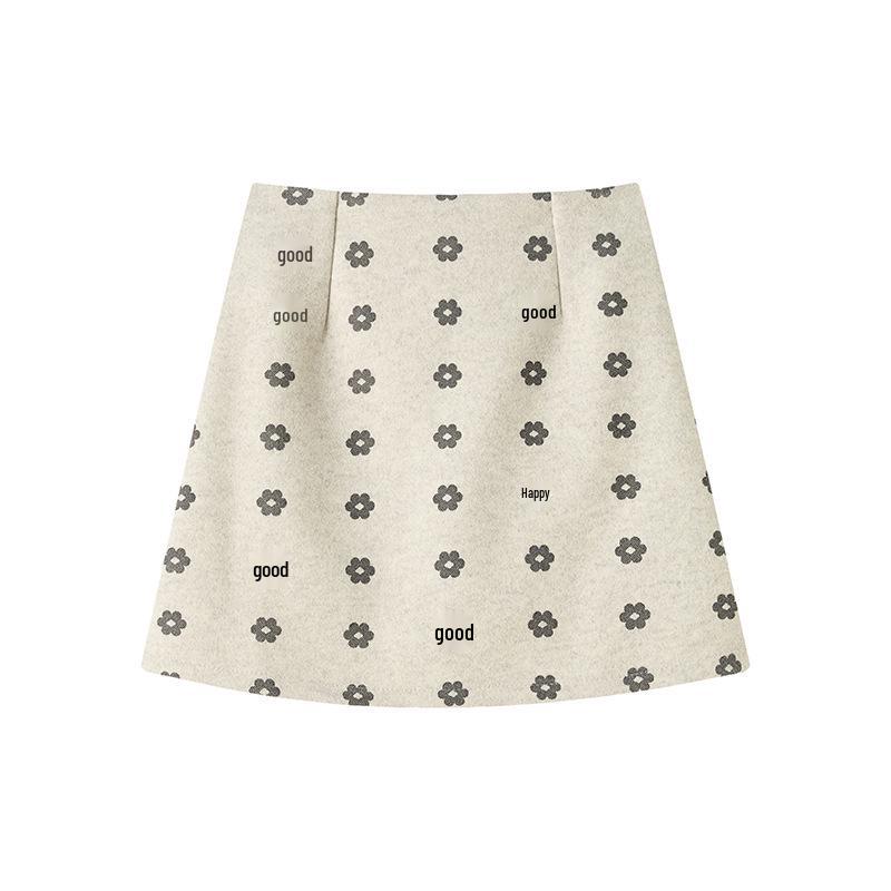 High-Waist Woolen A-Line Skirt: Cozy Autumn-Winter Style with Sweet, Slimming Fit