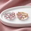 Delicate Flower Crystal Ring Elegant Finger Jewelry Gifts for Women Rhinestone Ring  Party