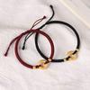 Zodiac Year Red & Black Rope Bracelet with Gold Ring – Unisex Couple Style, Simple & Versatile for Good Luck.