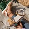 Plus Size 36-43 Women's Sandals Summer Casual Shoes for Women Comfortable Non-slip Walking Slip on Elastic Fabric Female Shoes