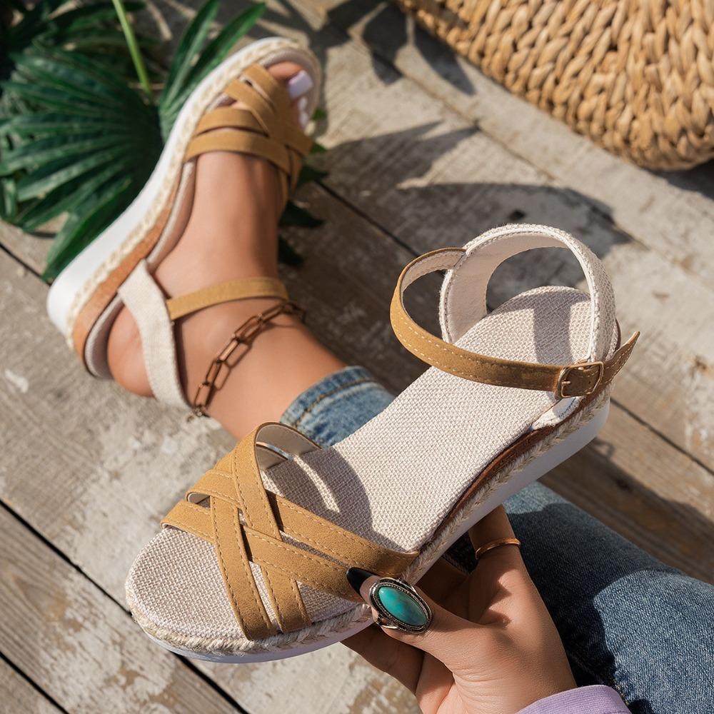 Plus Size 36-43 Women's Sandals Summer Casual Shoes for Women Comfortable Non-slip Walking Slip on Elastic Fabric Female Shoes