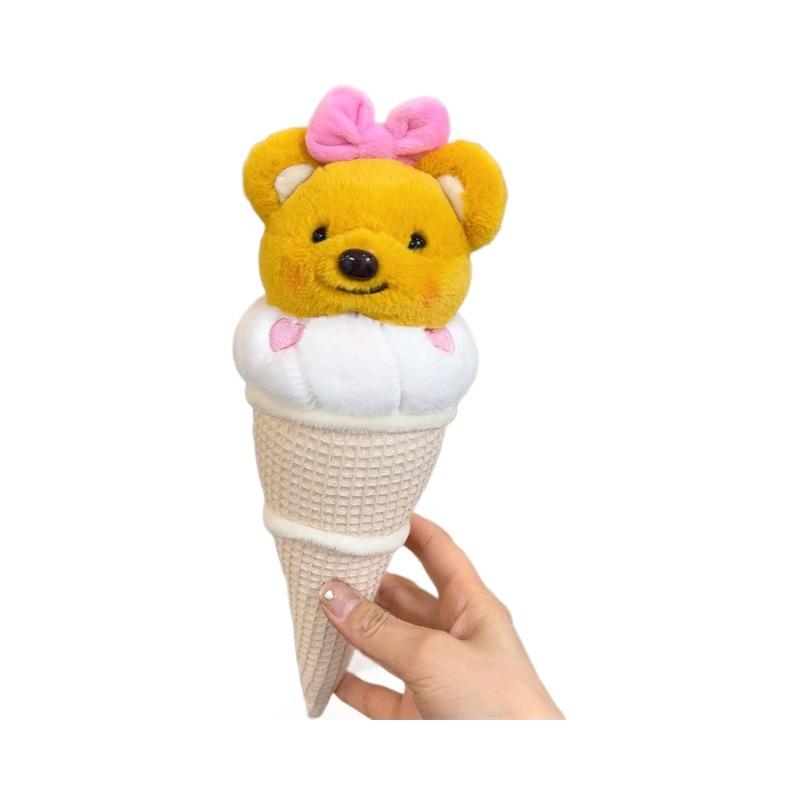 Cartoon Cute Butter Bear Ice Cream Doll Cone Pillow Ice Cream Plush Toy Children's Gift Doll