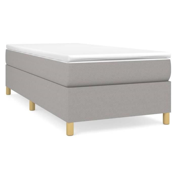 3144474 vidaXL Lit à sommier tapissier avec matelas Gris clair 80x200 cm Tissu