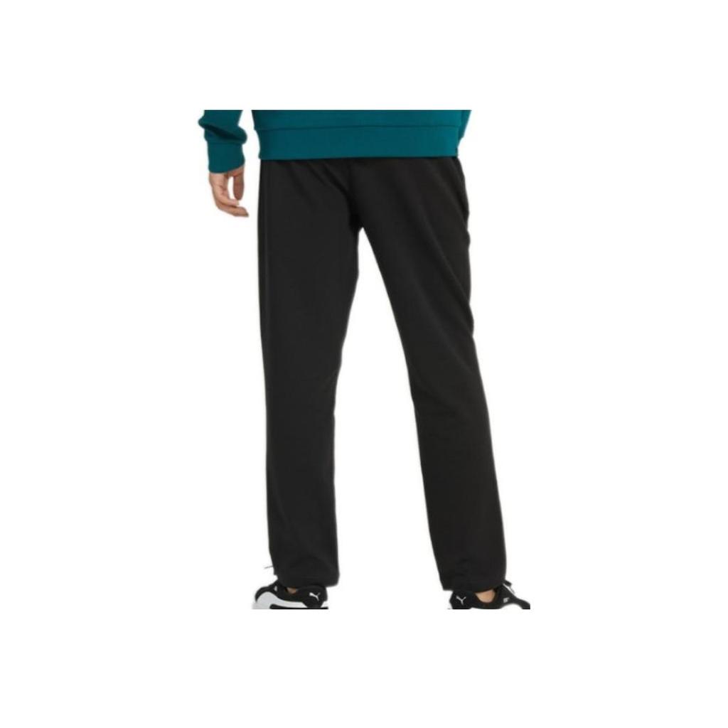 Puma Solid Color Drawstring Elastic Casual Pants With Brand Logo Print Men Bottoms Black 672406-01