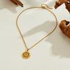 Gold Plated Stainless Steel Colorful Stone Round Pendant Necklace for Women