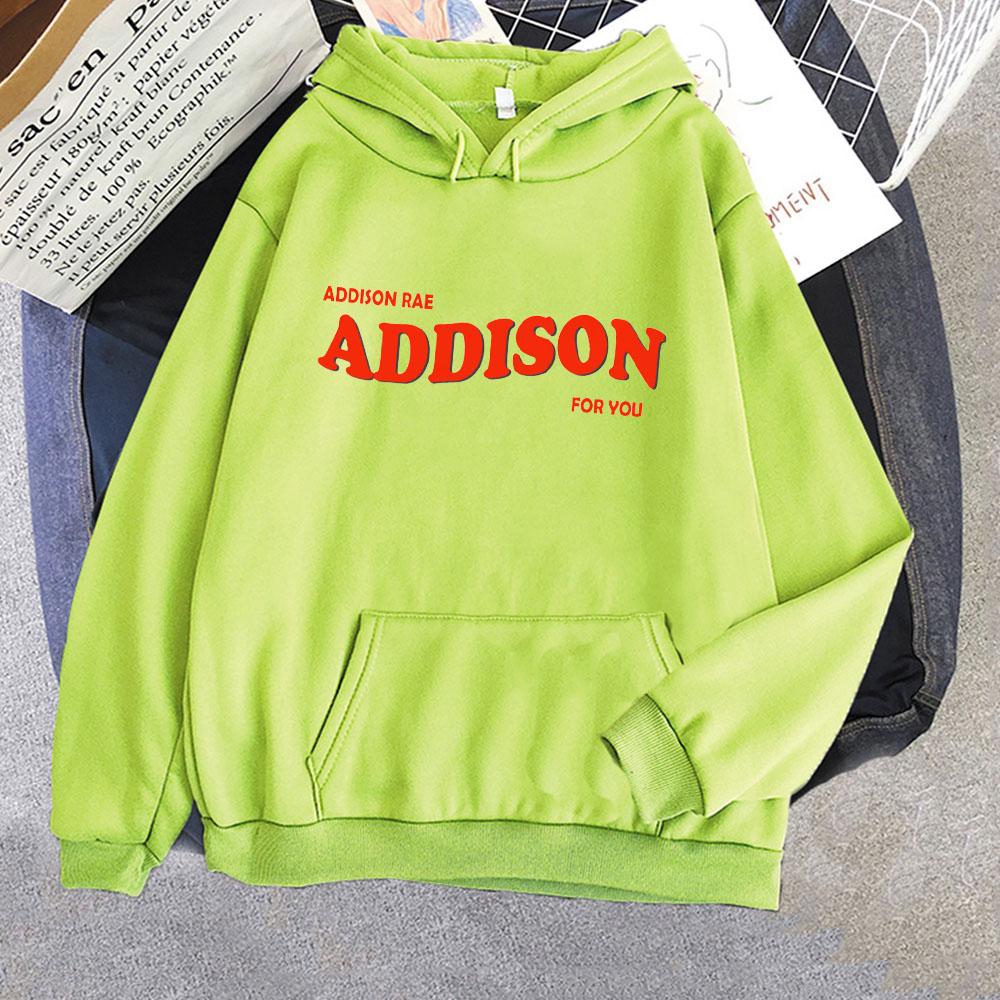 Retro Addison Rae Graphic Printing Hoodies Long-sleeved Fleece Sweatshirts for Autumn/Winter Gothic Clothes Moletom Punk Hoody