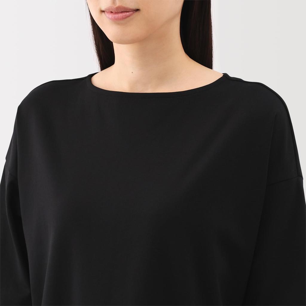 MUJI Women's Double-Knit 3/4 Sleeve Dress, Black, Size S, BB2RZA5S