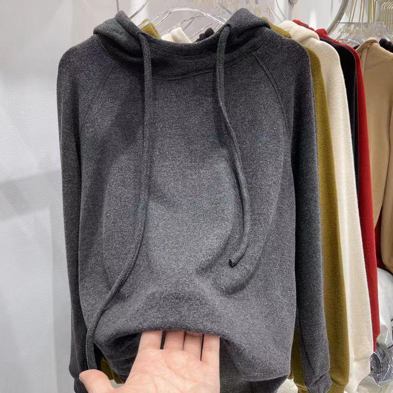 

European Double-Sided Fleece Hoodie: Cozy Autumn/Winter Sweatshirt M (up to 50kg) темно-серого