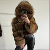 Pelz Herbst und Winter Kunstpelz Thermische Kapuzen-Pelzjacke Damen