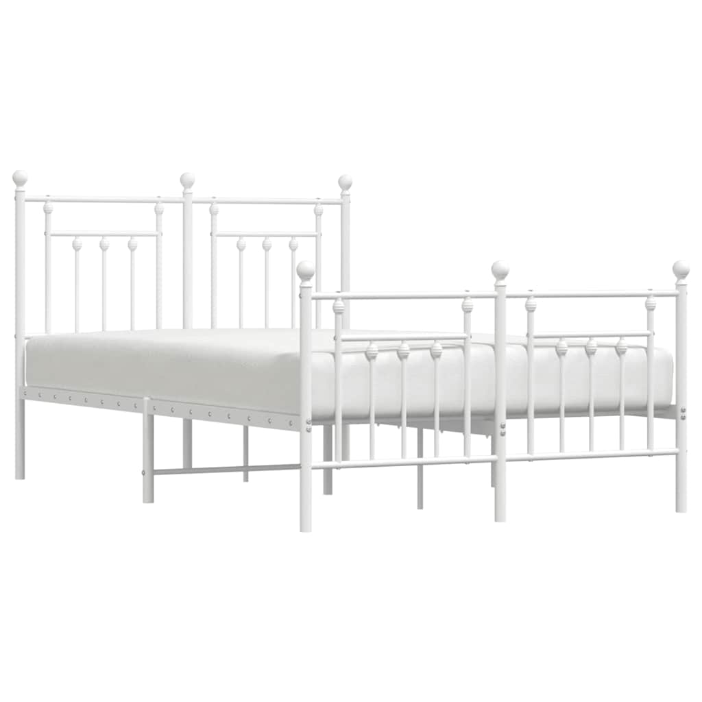 Metal Bed Frame with Headboard and Footboard White 120 x 200 cm
