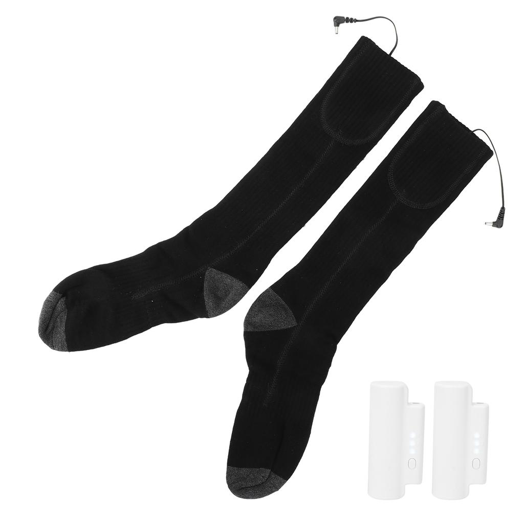 Electric Heated Socks Soft Thicken Cotton USB Rechargeable Battery Thermal Socks Grey Black