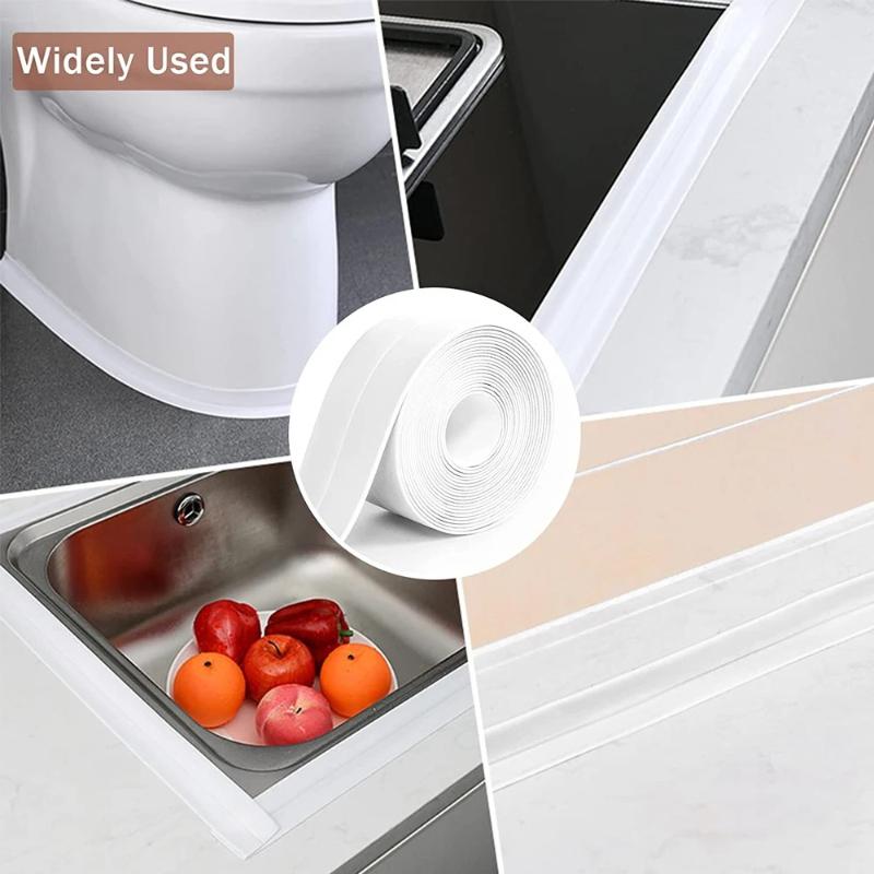 Cinta de Calafateo para Baño de 3,2M Autoadhesiva PVC Impermeable al Aceite Esquina del Borde del Fregadero de Cocina Pegatina de Pared Cinta de Tira Selladora para Inodoro Impermeable