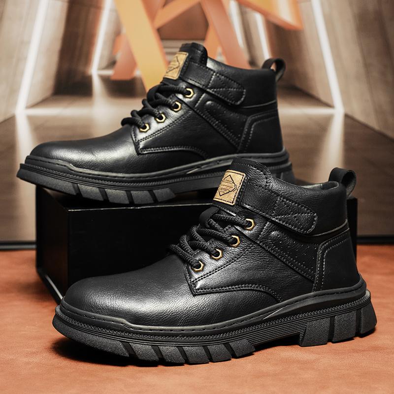 

Мужские ботильоны для улицы, роскошные ботинки из натуральной кожи, ручной работы, удобная мужская повседневная обувь, модные ботинки для отдыха, кроссовки 38 чёрный