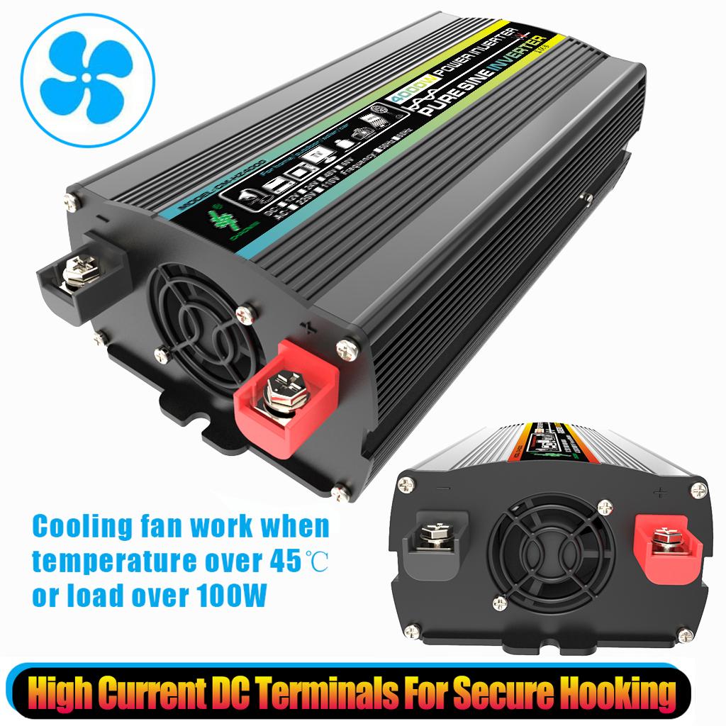 4000W Dual USB Solar Power Inverter 12V To 220V Car Power Inverter Charger Converter Adapter Modified Sine Wave Transformer Kit