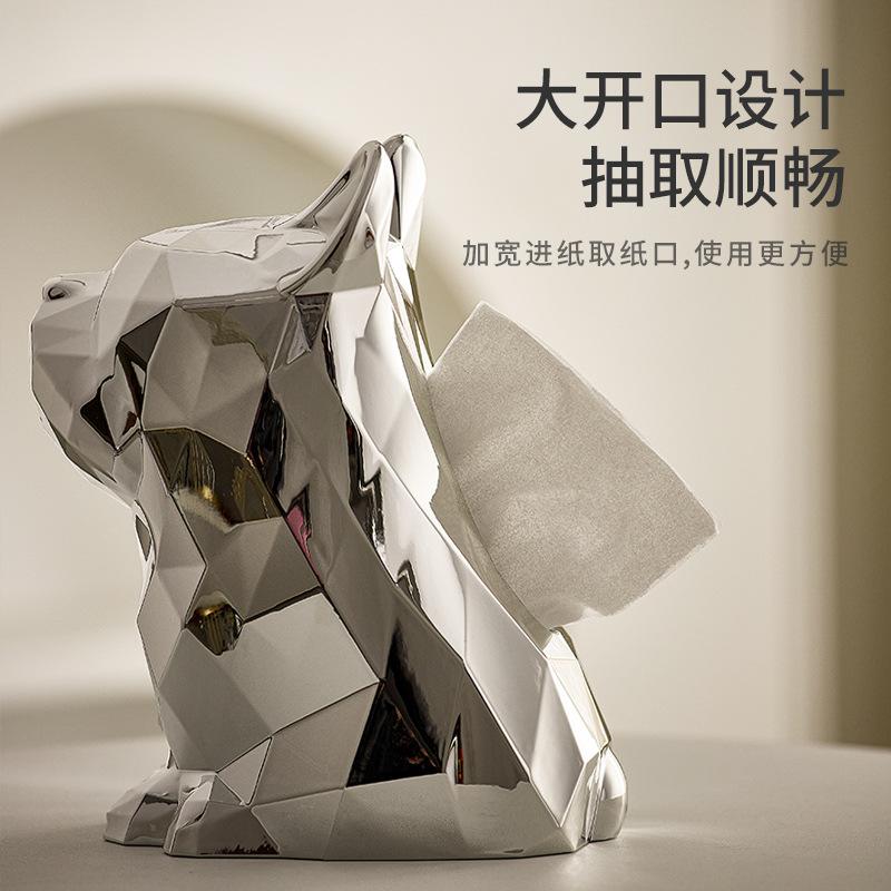 French bucket tissue box, high-end light luxury pumping carton in living room, multi-functional coffee table, napkin storage ornament