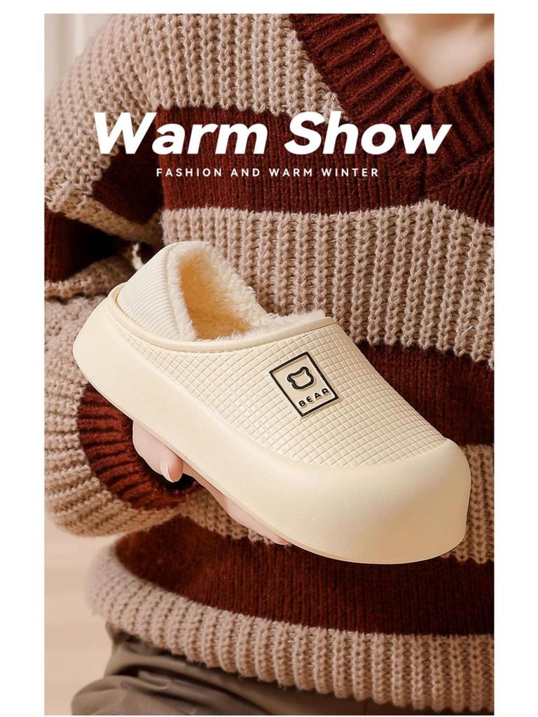 Winter Waterproof Indoor/Outdoor Thick-Soled Slippers with Velvet Lining for Men & Women