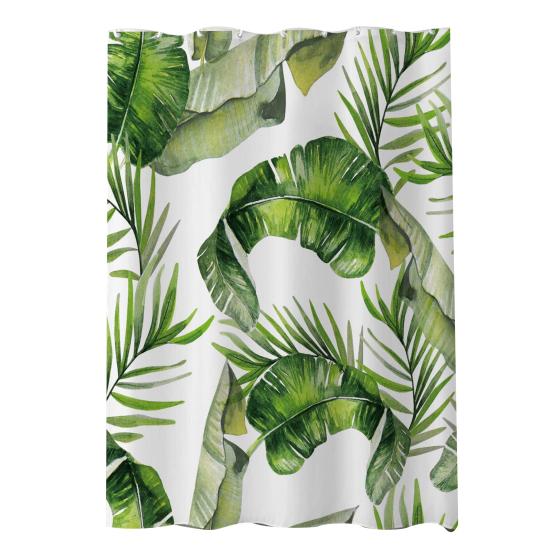 Waterproof Shower Curtain with Hooks Exquisite Pattern Quick-drying Plants Print Shower Curtain Decoration Bathroom Supplies