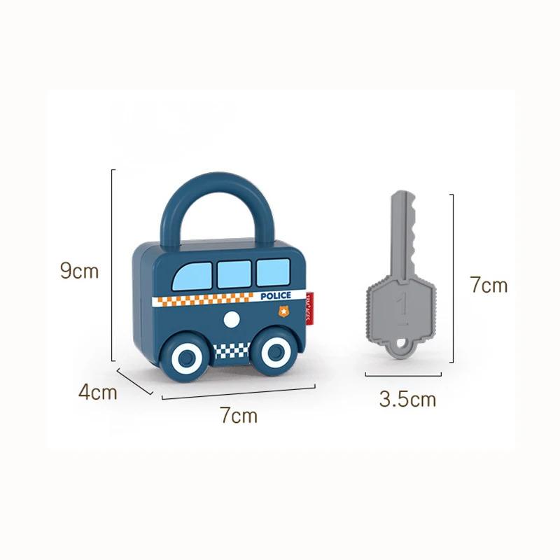 Educational Car Shaped Puzzle Matching Lock Toy with Key for Children - Intellectual Development Cognition Buckle Unlocking Game