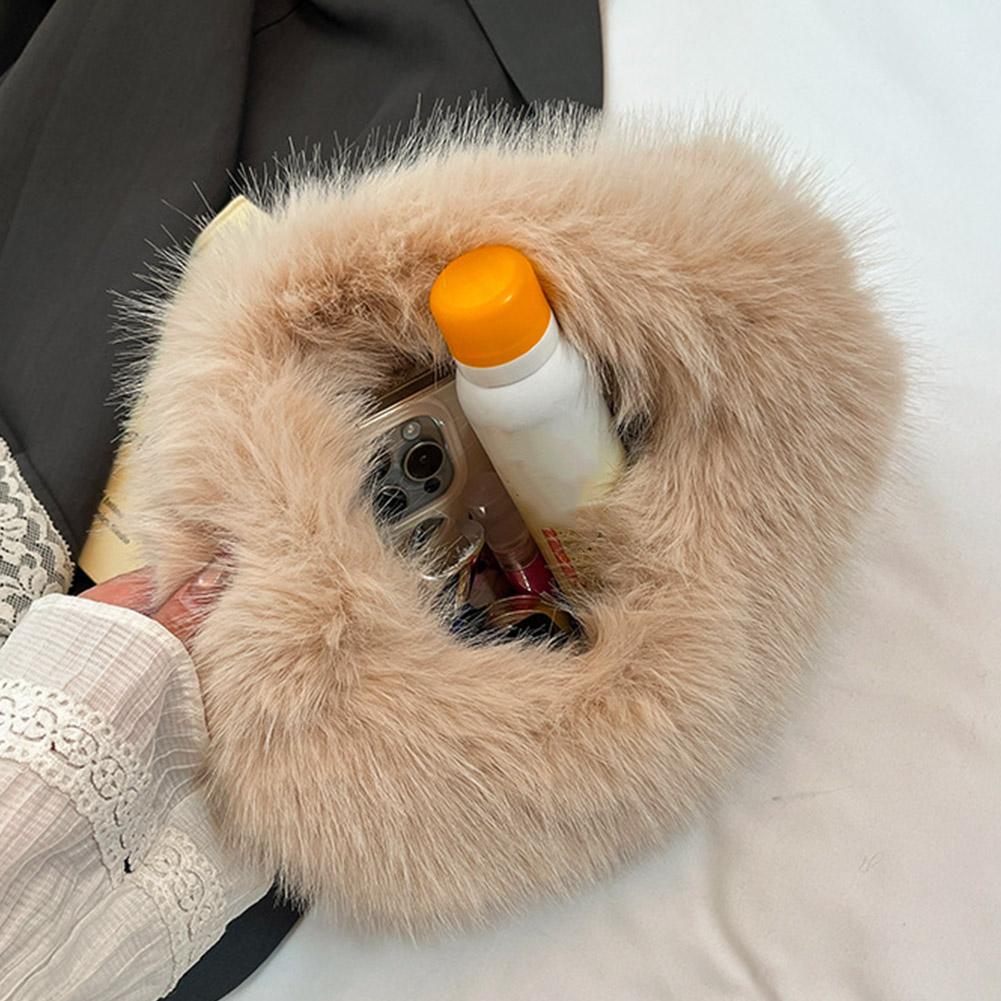 Women's soft plush handbag for winter, small and elegant tote bag for women, fashionable and trendy women's plush wallet
