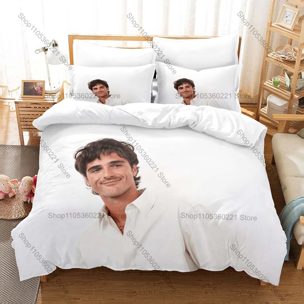 Jacob Elordi Duvet Cover + 2 Pillowcases Celebrity Actor Print Soft Bedding Set Bedroom Decor for Fans