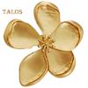 1 Pair Women Earrings 3D Flower Shape Retro Matt Golden Plate Solid Color Floral Stud Earrings Prom Dating Party Ear Jewelry