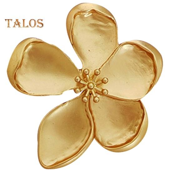 1 Pair Women Earrings 3D Flower Shape Retro Matt Golden Plate Solid Color Floral Stud Earrings Prom Dating Party Ear Jewelry