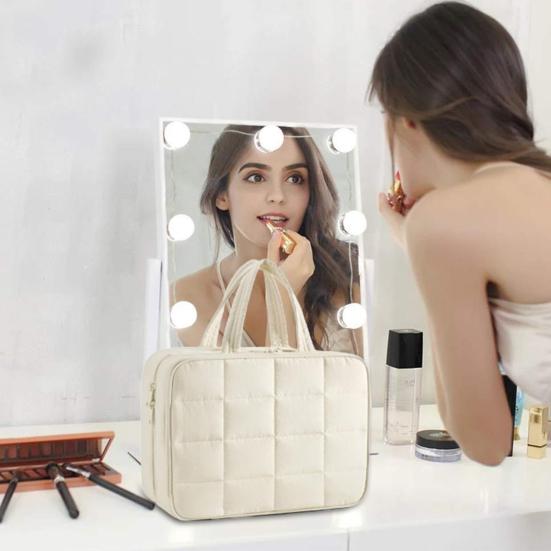 Portable Cosmetic Bag Large Capacity Jewelry Organizer Multi Compartments Classification Storage Travel Trip Home Office School Travel Toilet