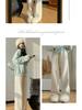 Rainbow Fleece Wide-Leg Soft Knit Pants - Women's Floor-Length Casual Narrow Leg Design