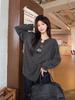 Solid Color Textured Long-Sleeve Women's Base Layer Shirt - Korean Style, Loose Fit for Spring/Autumn