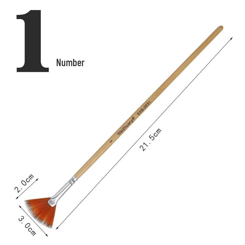 Nylon Hair Fan Brush Set for Gouache, Watercolor, Acrylic, and Oil Paint