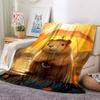 1pc Autumn Rain, Capybara Blanket, Lightweight Flannel Fleece with Digital Printing, Soft Warm for Sofa, Travel, Camping, Office, Couch, Chair, and Be