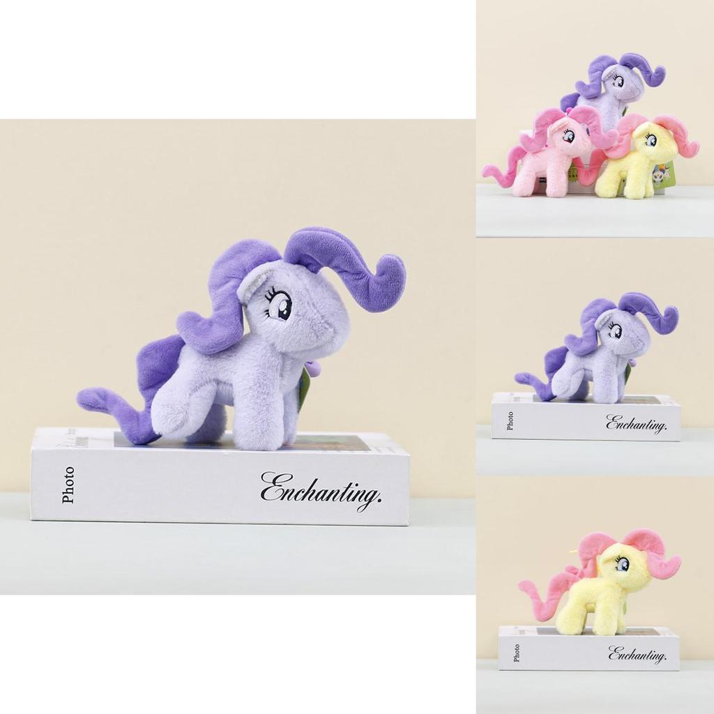 Entzückender Plüsch-Pony-Puppen-Schlüsselanhänger Weiches Spielzeug für Mädchen Lila Rosa Gelb