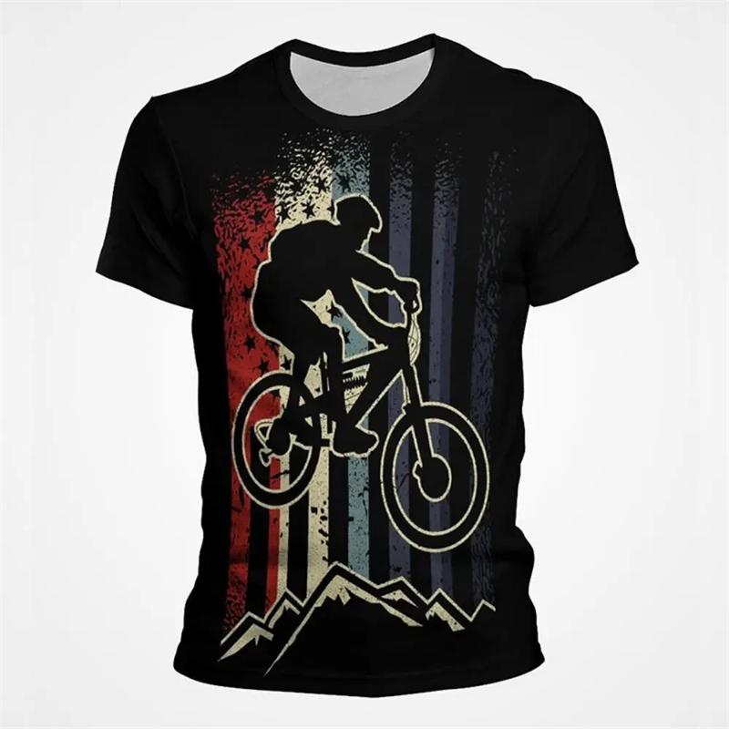 Vintage Outdoor Cycling Graphic T Shirts For Men 3D Printed Mens Bike T Shirt