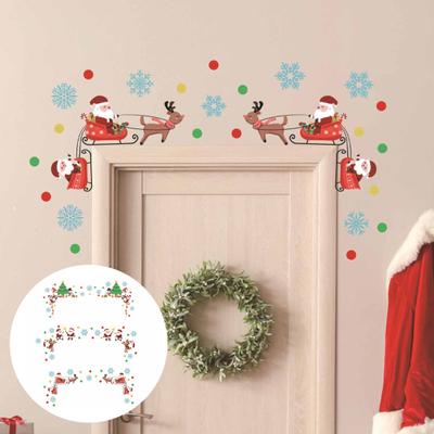 Weihnachtsmann-Türrahmen-Aufkleber, Cartoon, selbstklebend, wasserfest, PVC, abnehmbar, für Wohnzimmer, Schlafzimmer, Urlaubsdekoration