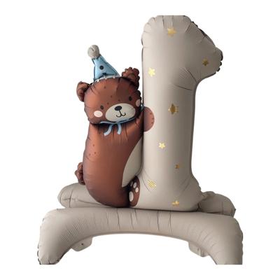 Standing Bear Aluminum Foil Balloon 75x94cm For First Birthday Celebration And Themed Anniversary Party Decoration