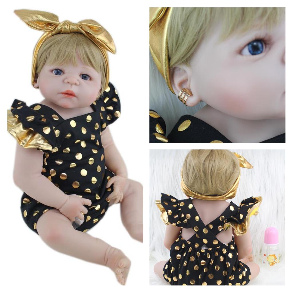 55 CM Full Silicone Reborn Baby Doll For Girl Like Real Long Hair Princess Toddler Bebe Dress Up Boneca Kid Birthday Gift