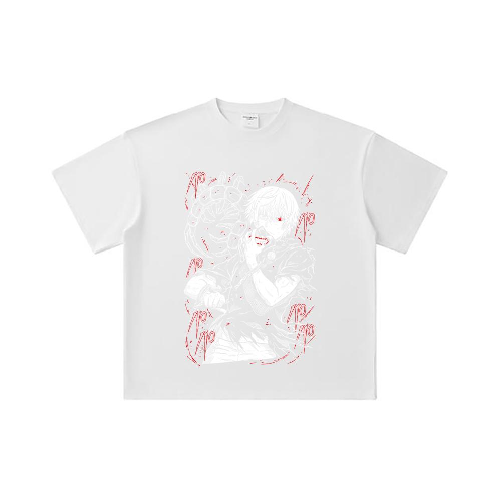 260 GSM Double Yarn 32 Count 100% Cotton Tokyo Ghoul V1 Print Unisex Heavy Cotton T Shirt