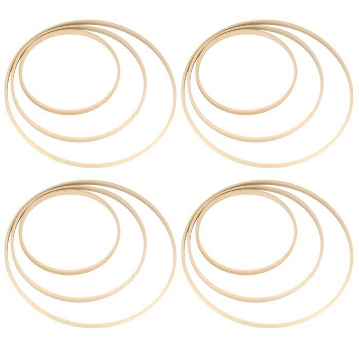 Attrape-rêves - bigemai - Modèle 12 - 12 anneaux en bambou - 15/20/25 cm - Idéal pour DIY