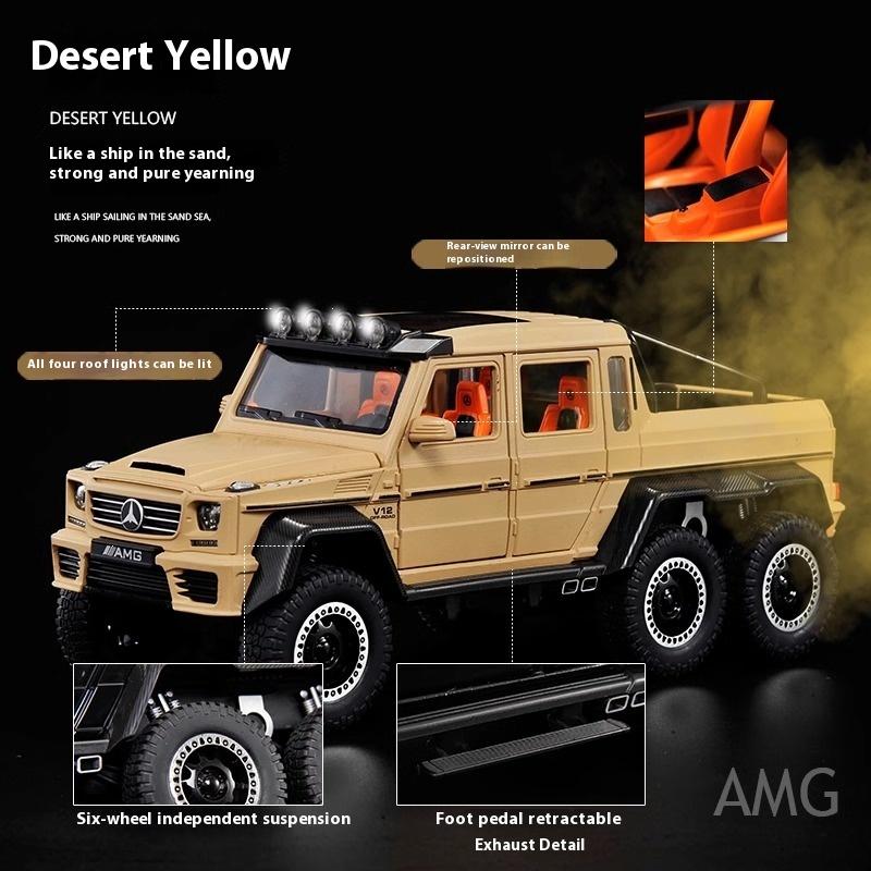 1/20 Mercedes Benz AMG G63 6X6 Off Road SUV Alloy Metal Diecast Car Model Sound & Light Large Adult Gift for Boyfriend Collect