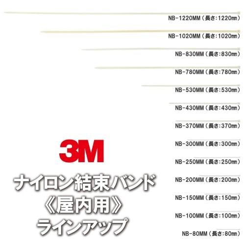 3M Nylonové stahovací pásky pro vnitřní použití, délka 250 mm, 100 kusů NB-250MM