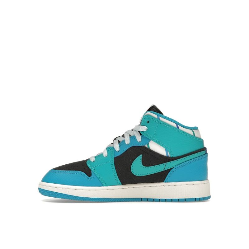Air Jordan 1 Mid GS, вдохновленные лучшими детскими кроссовками, синий антрацит, ледниково-синий FJ9482-004